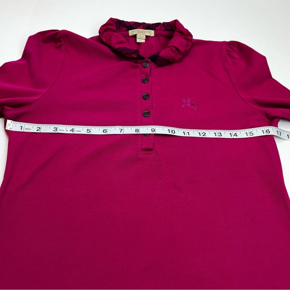 Burberry Brit‎ Womens Size Medium Pink Mock Neck Long Sleeve Polo Ruffle *FLAW* - Picture 9 of 11